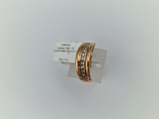 Zelta gredzens ar briljantiem, 2.74 g, izm. 18.5
