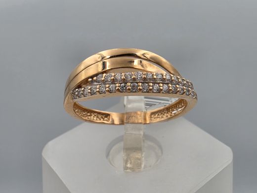 Золотое кольцо с цирконом, 1.55 г, разм. 16