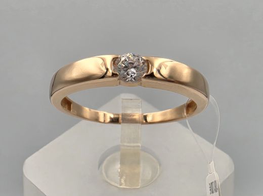 Gold ring with zircon, 1.90 g, size 18.5