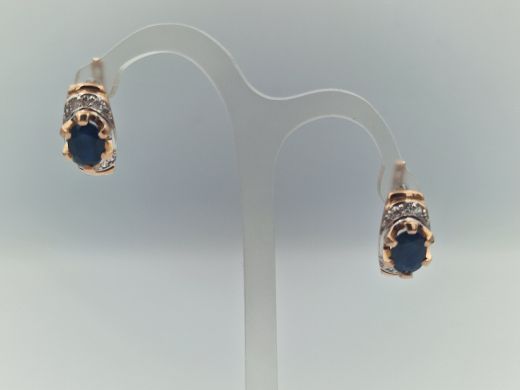 Золотые серьги с сапфиром, 5.15 г