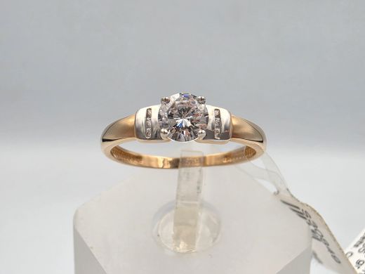 Zelta gredzens ar cirkoniju, 1.48 g, izm. 17