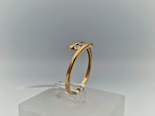 Zelta gredzens ar briljantiem, 1.2 g, izm. 17