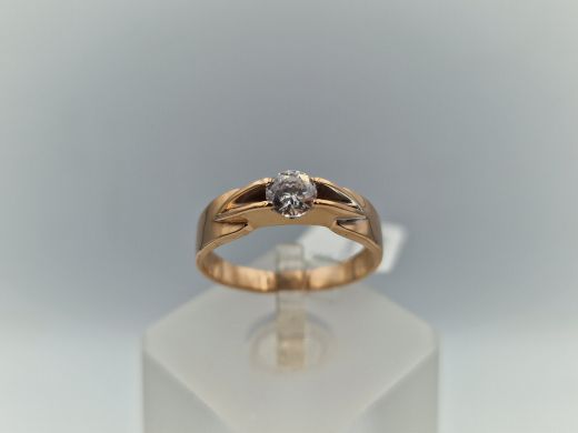 Zelta gredzens ar cirkoniju, 2.15 g, izm. 16.5