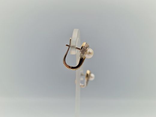 Золотые серьги с бриллиантом, 7.09 г