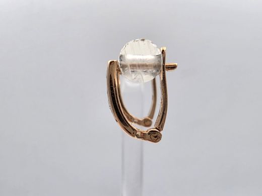 Gold earrings with zircon, 1.37 g
