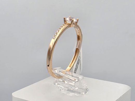 Gold ring with zircon, 1.16 g, size 17.2
