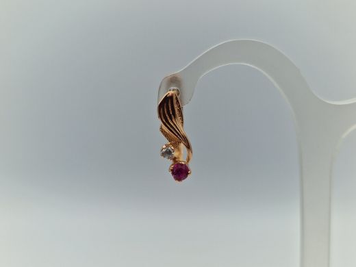 Золотые серьги с цирконом, 3.07 г