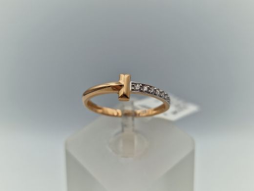 Zelta gredzens ar cirkoniju, 1.29 g, izm. 17