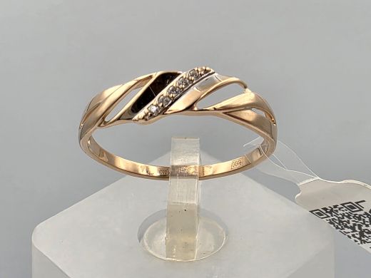 Gold ring with zircon, 1.31 g, size 17.5