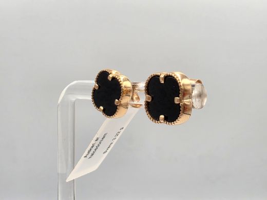 Золотые серьги с халцедоном, 3.22 г