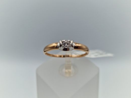 Zelta gredzens ar cirkoniju, 1.26 g, izm. 17