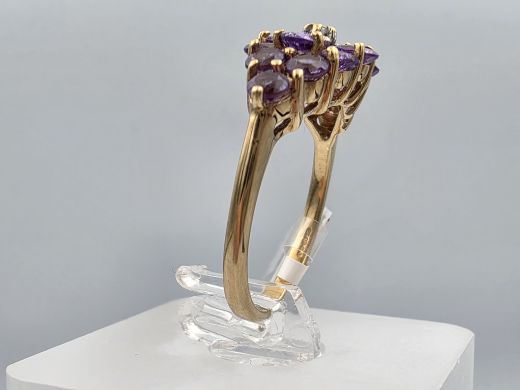 Золотое кольцо с бриллиантом и аметистом, 2.75 г, разм. 17
