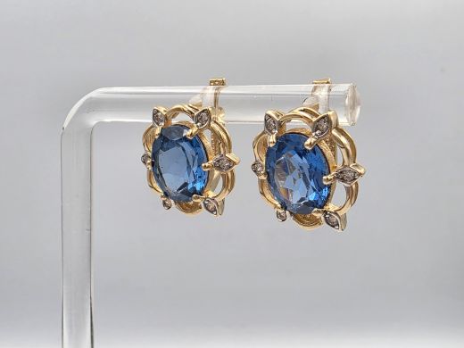 Золотые серьги с цирконом, 5.4 г