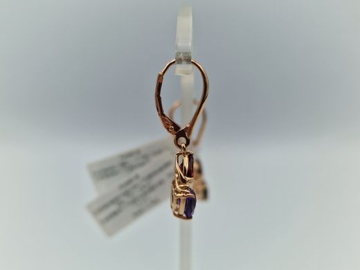 Zelta auskari ar ametistu un granātu, 3.18 g