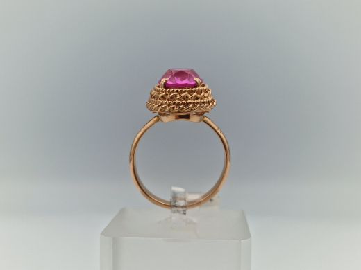 Zelta gredzens ar koraļļi, 6.37 g, izm. 20.5