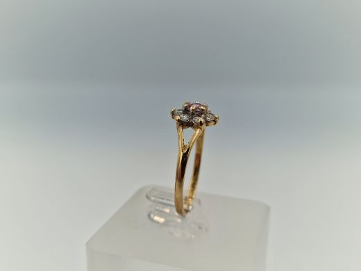 Zelta gredzens ar cirkoniju, 1.38 g, izm. 17