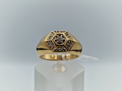 Zelta gredzens ar briljantiem, 11.62 g, izm. 21.5