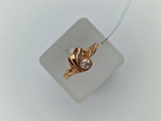 Zelta gredzens ar cirkoniju, 2.27 g, izm. 17.2