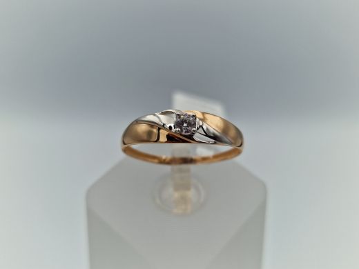 Zelta gredzens ar cirkoniju, 0.67 g, izm. 17