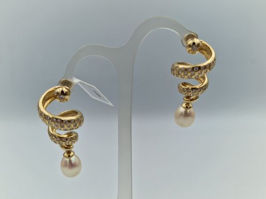 Золотые серьги с бриллиантом, 12.92 г