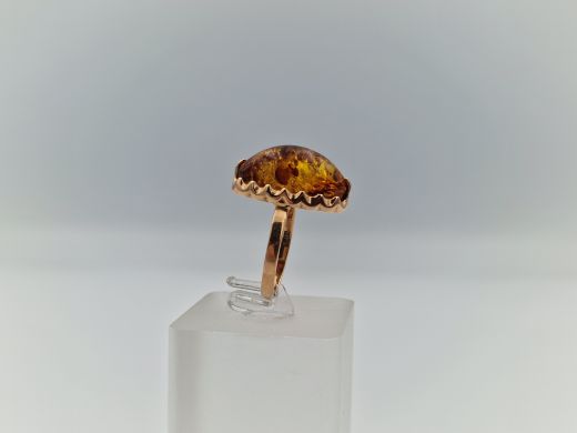 Zelta gredzens ar dzintaru, 4.69 g, izm. 17.5