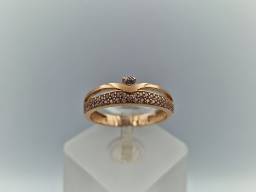 Zelta gredzens ar cirkoniju, 2.69 g, izm. 18