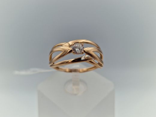 Zelta gredzens ar cirkoniju, 2.15 g, izm. 18