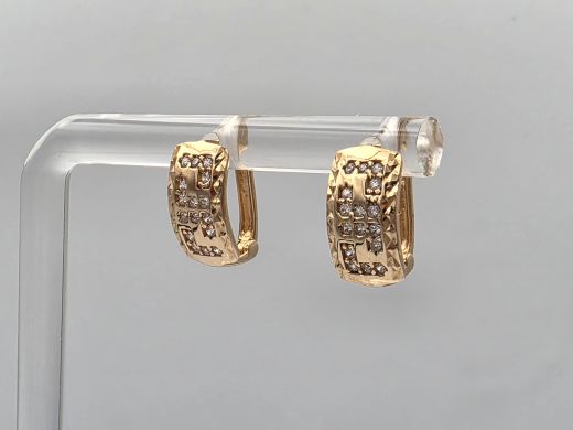 Золотые серьги с цирконом, 1.59 г