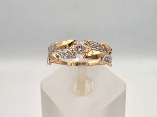 Zelta gredzens ar cirkoniju, 2.15 g, izm. 17