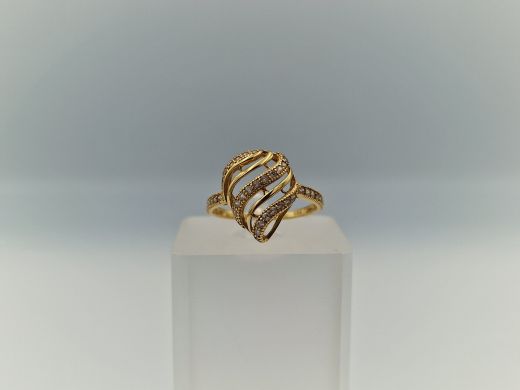 Zelta gredzens ar cirkoniju, 2.5 g, izm. 17.6