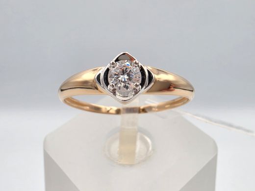 Zelta gredzens ar cirkoniju, 1.23 g, izm. 19