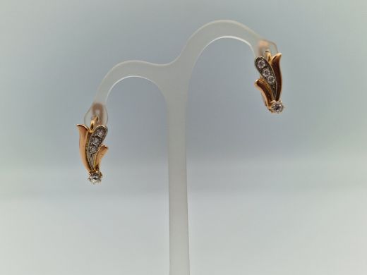 Золотые серьги с цирконом, 4.3 г