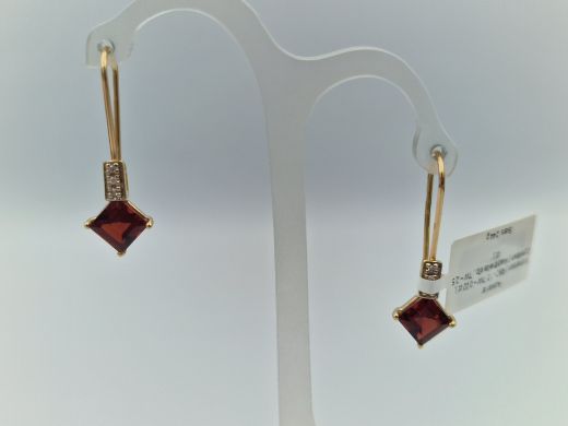 Zelta auskari ar granātu, 2.44 g
