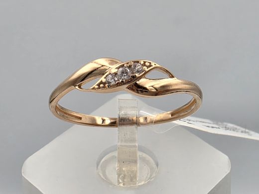 Gold ring with zircon, 1.32 g, size 19.5