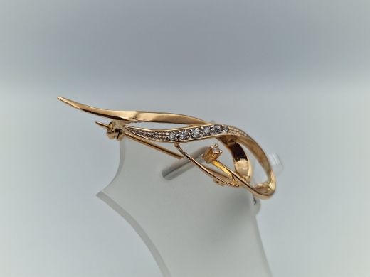 Zelta broša ar cirkoniju, 3.49 g