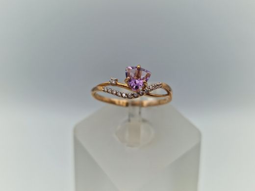 Zelta gredzens ar cirkoniju, 1.12 g, izm. 16