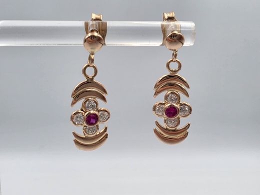 Золотые серьги с цирконом, 2.54 г