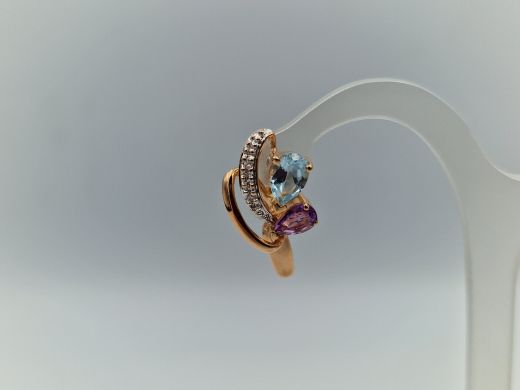 Zelta auskari ar briljantu, 3.41 g