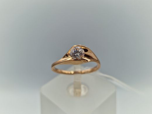 Zelta gredzens ar cirkoniju, 1.86 g, izm. 17