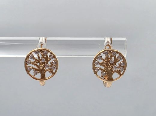 Золотые серьги с цирконом, 1.25 г
