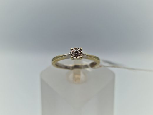 Zelta gredzens ar briljantu, 2.17 g, izm. 15.5