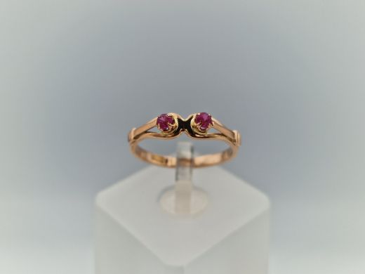 Zelta gredzens ar koraļļi, 1.68 g, izm. 16.5
