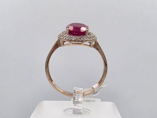 Gold ring with ruby and zircon, 3.34 g, size 20