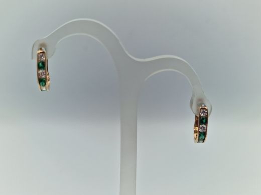 Золотые серьги с цирконом, 1 г