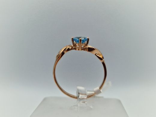 Zelta gredzens ar topāzu un cirkoniju, 1.59 g, izm. 17.5