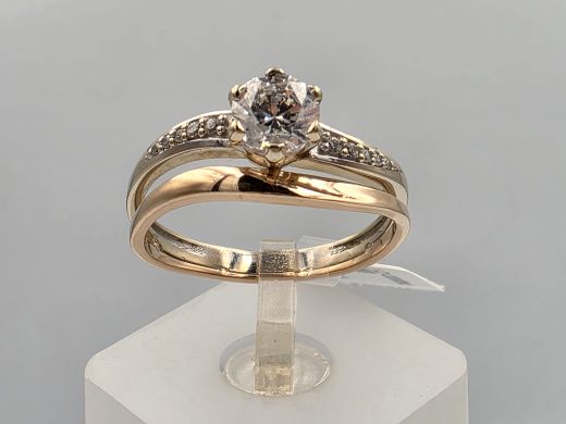 Gold ring with zircon, 3.89 g, size 19.5