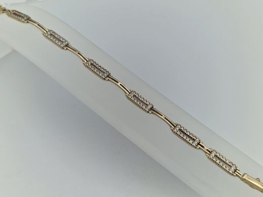 Zelta rokassprādze ar cirkoniju, 9.61 g, izm. 19.5