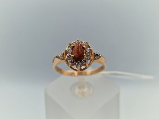 Zelta gredzens ar cirkoniju, 2.58 g, izm. 19