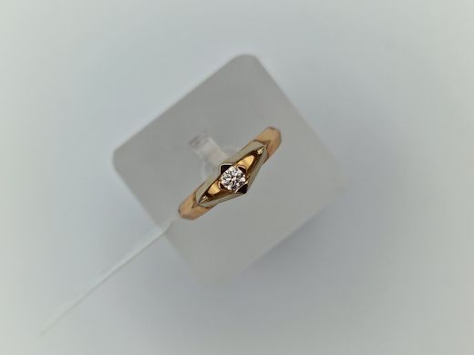 Zelta gredzens ar briljantu, 1.94 g, izm. 17.5