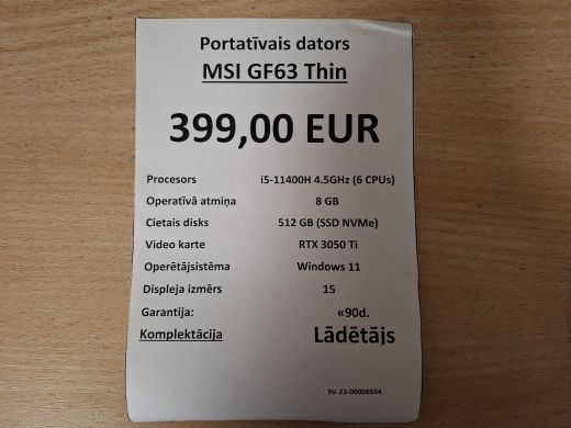 MSI Gf63 Thin